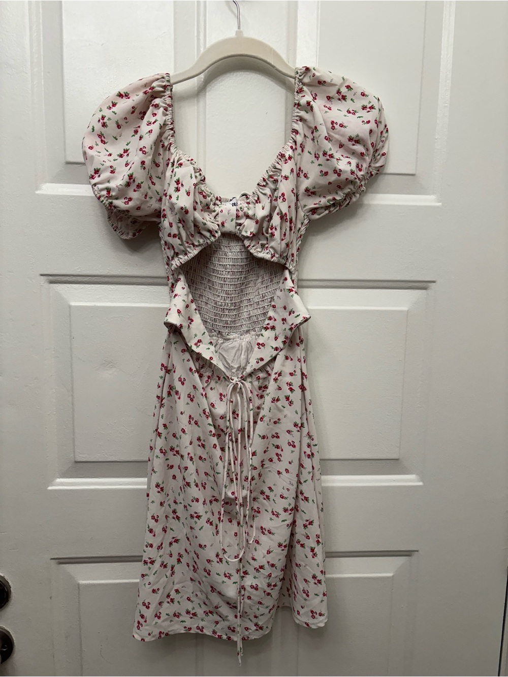 Princess Polly Cream Midi Dress with Red Floral Print